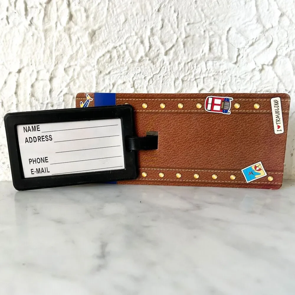 On the Go Luggage Tag Black Rubber Diamond Pattern Travel Bag ID Tag